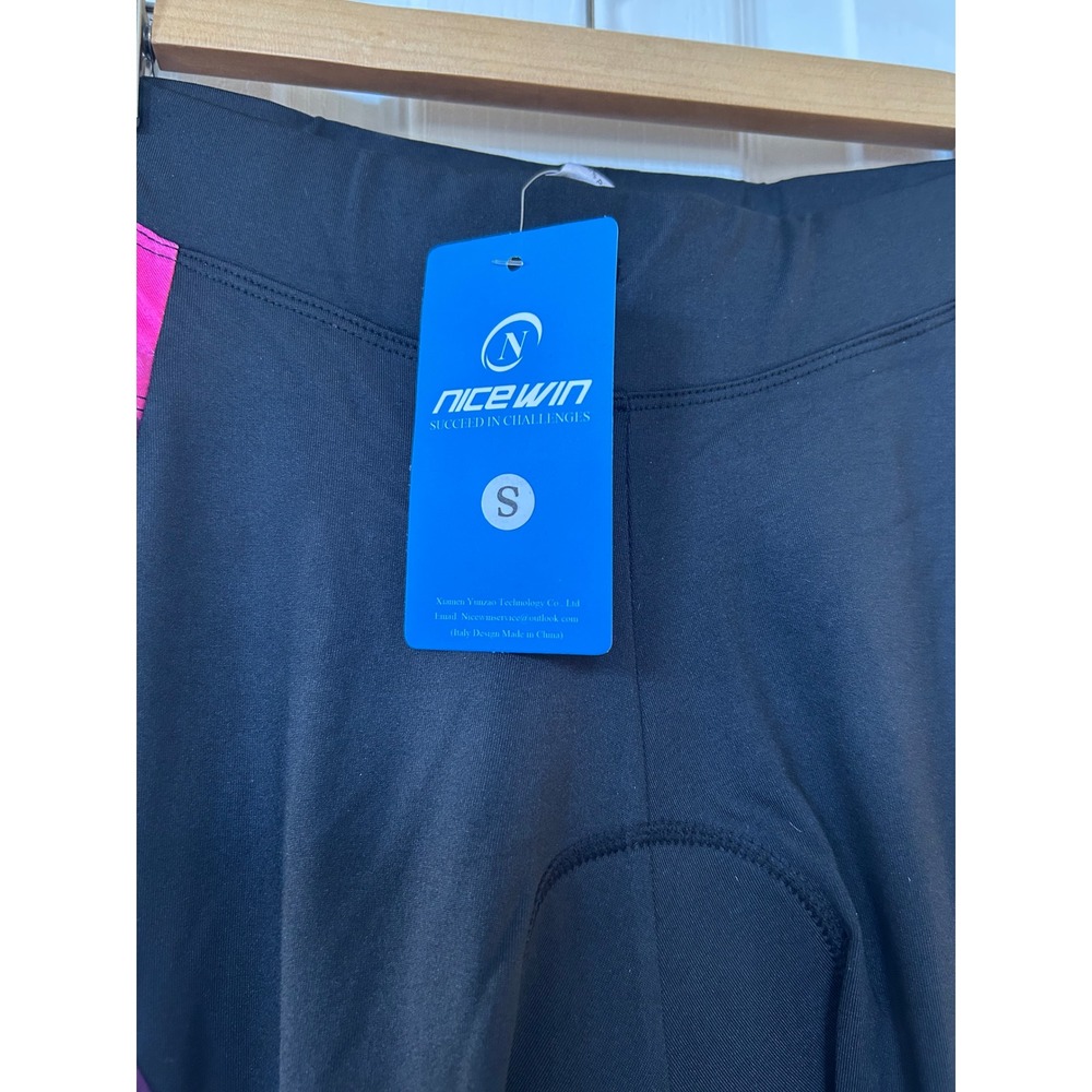 NICEWIN Womens Cycling Pants Padded Bike Tights Black Pink Size Small NWT - Picture 3 of 5